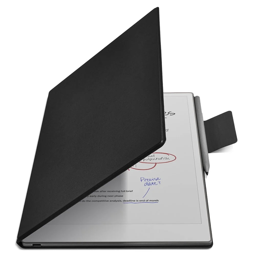 For Remarkable Paper Pro Case PC+PU Leather Tablet Magnetic Cover with Pen Holder Auto Wake  /  Sleep - Black - 1