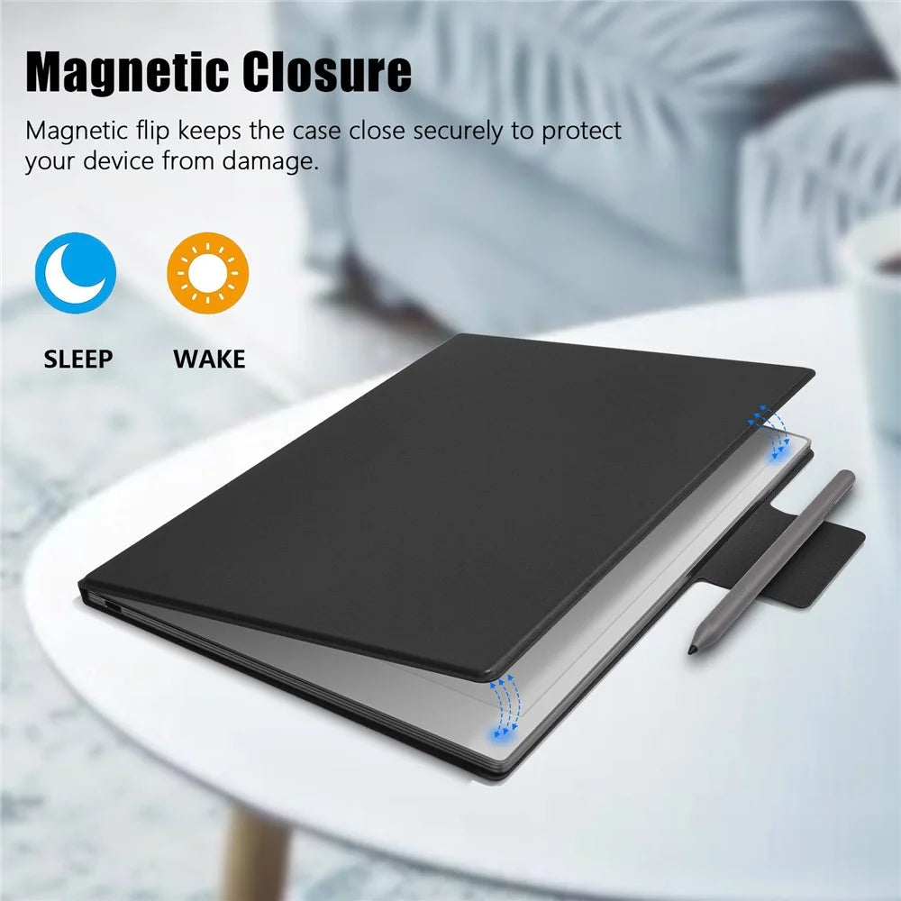 For Remarkable Paper Pro Case PC+PU Leather Tablet Magnetic Cover with Pen Holder Auto Wake  /  Sleep - Black - 2