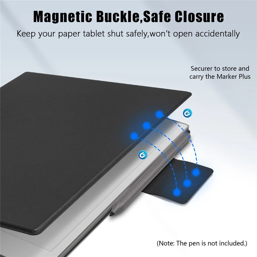 For Remarkable Paper Pro Case PC+PU Leather Tablet Magnetic Cover with Pen Holder Auto Wake  /  Sleep - Black - 3
