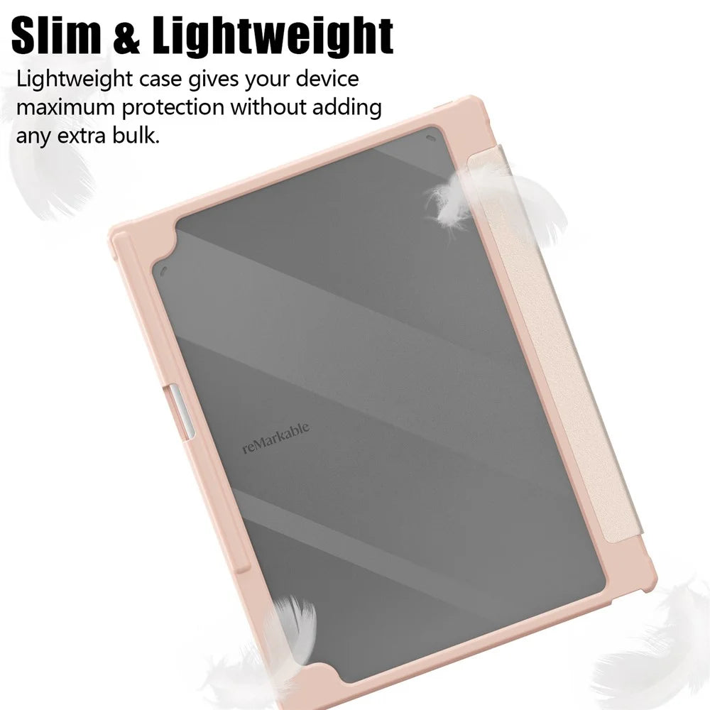 For Remarkable Paper Pro Case Acrylic Leather Tablet Cover with Pen Holder Auto Wake  /  Sleep - Pink - 4
