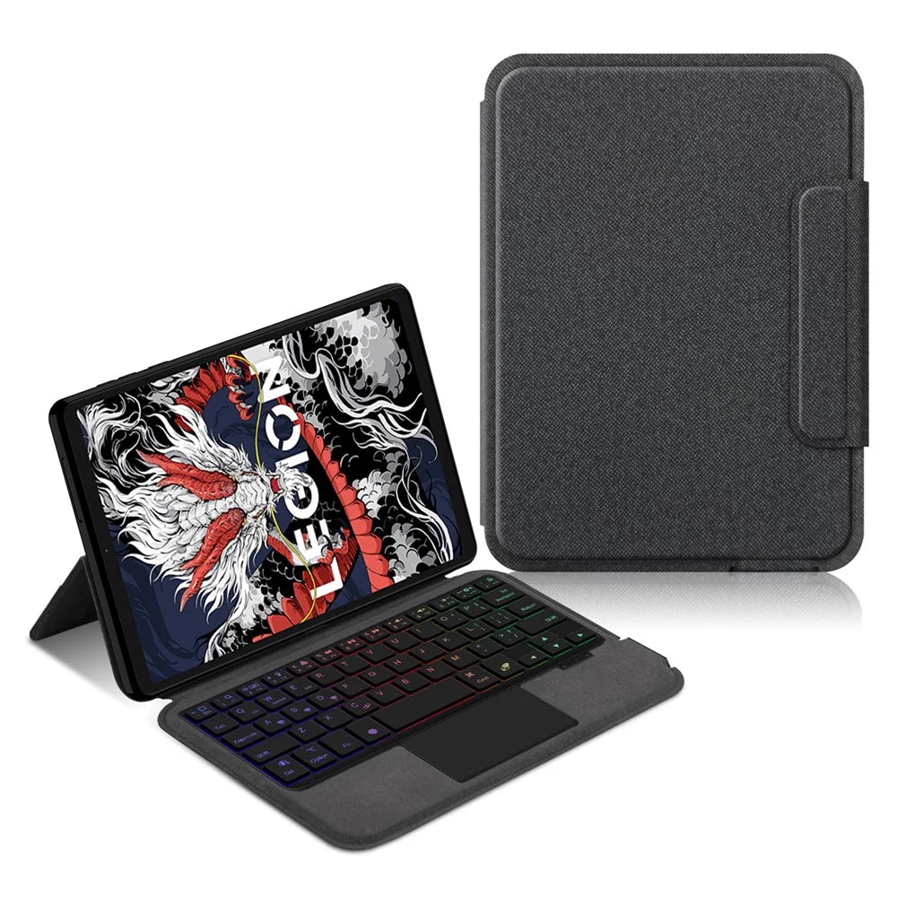 For Lenovo Legion Y700 (2024) Leather Case + Touchpad Bluetooth-compatible Keyboard with Backlit - 1