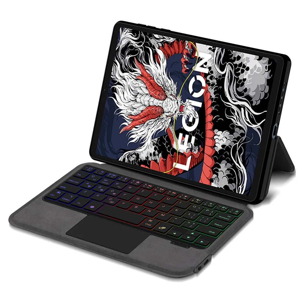 For Lenovo Legion Y700 (2024) Leather Case + Touchpad Bluetooth-compatible Keyboard with Backlit - 3