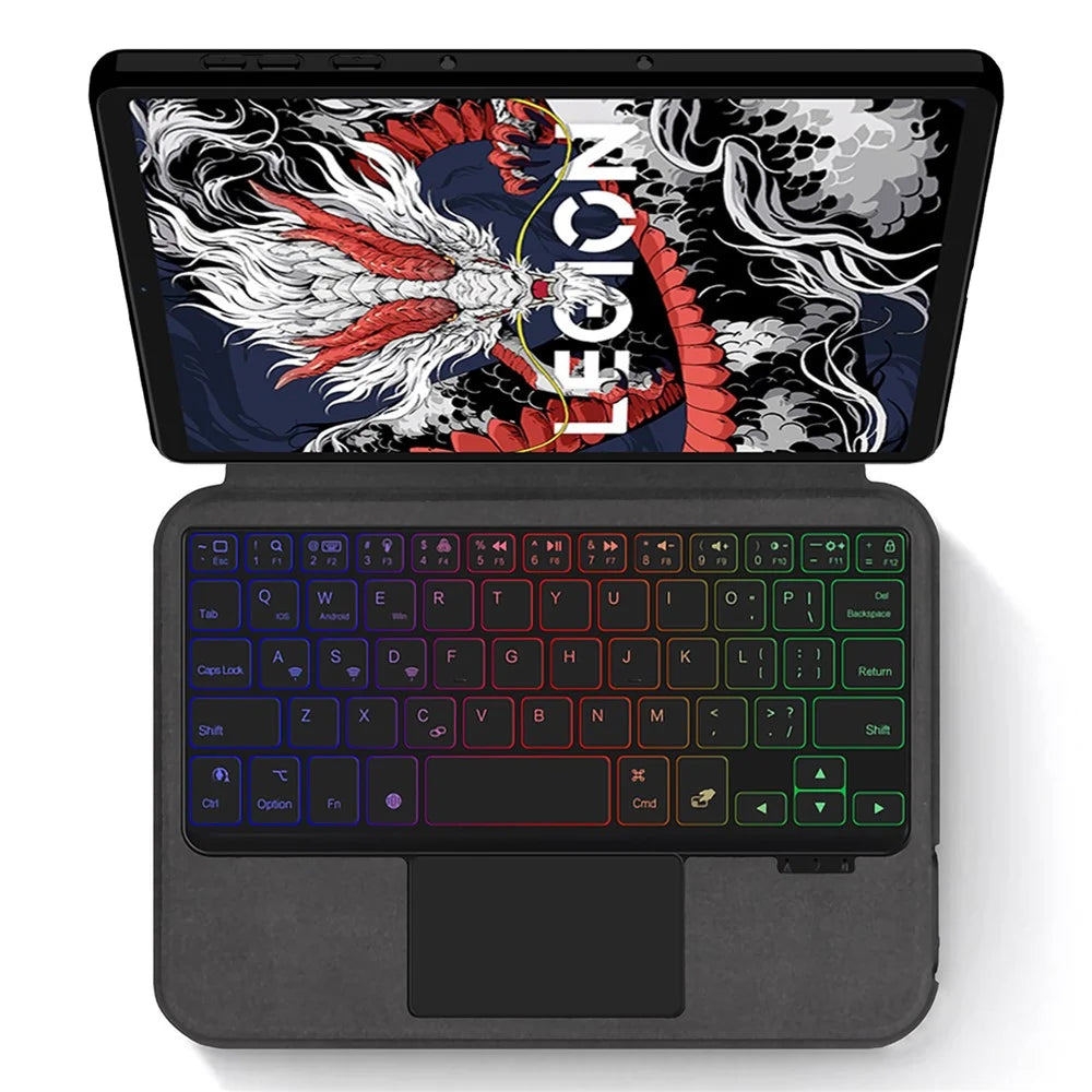 For Lenovo Legion Y700 (2024) Leather Case + Touchpad Bluetooth-compatible Keyboard with Backlit - 6