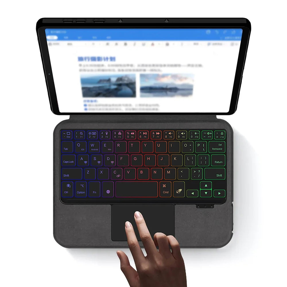 For Lenovo Legion Y700 (2024) Leather Case + Touchpad Bluetooth-compatible Keyboard with Backlit - 7