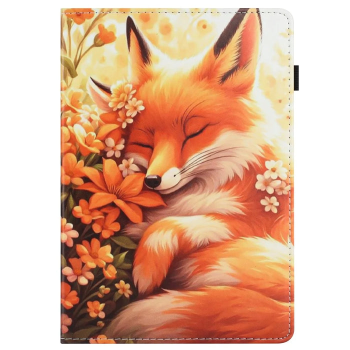 For iPad Pro 11 (2025) / 11 (2024) Case Pattern Leather Tablet Cover with Auto Sleep / Wake, Card Holder - Flower Fox - 7