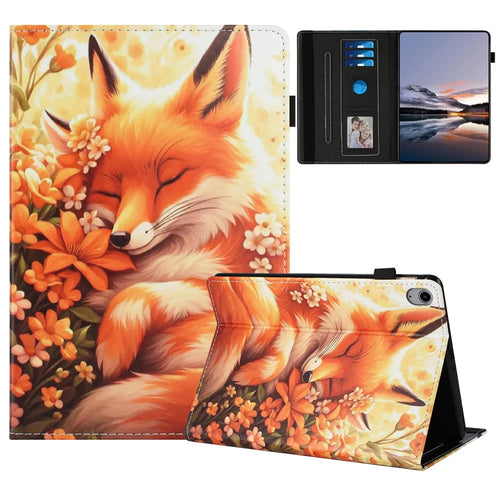 For iPad mini (2024) / (2021) Case Pattern Leather Tablet Cover with Auto Sleep / Wake, Card Holder - Flower Fox - 1