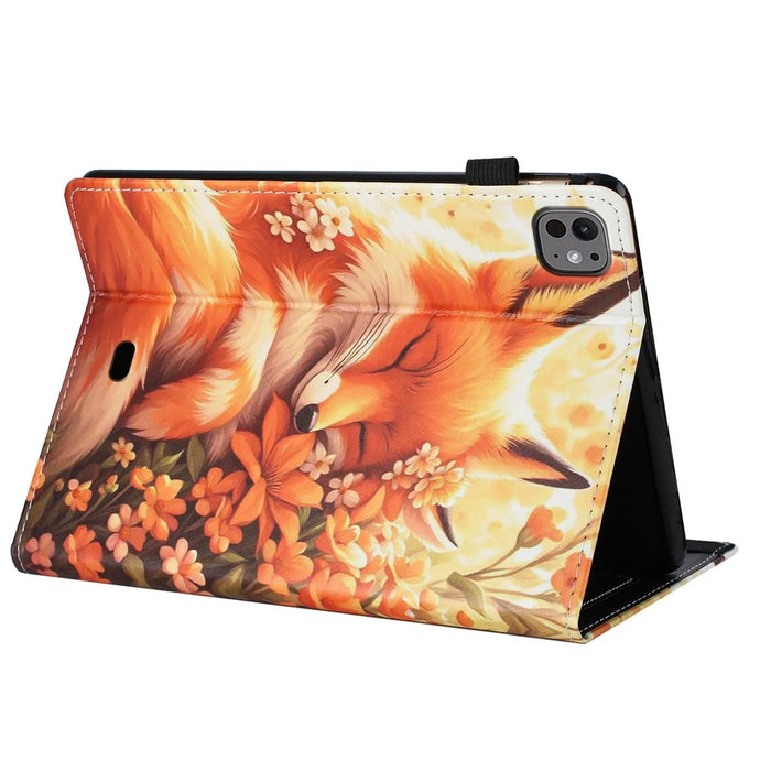 For iPad Pro 11 (2020) Case Pattern Leather Tablet Cover with Auto Sleep / Wake, Card Holder - Flower Fox - 4