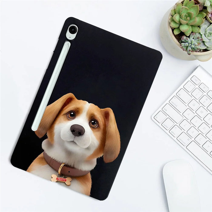 For Samsung Galaxy Tab S10 Lite / S10 FE / S9 FE / S9 Case Pattern Printing Slim TPU Tablet Protective Cover - Harrier Beagle - 5