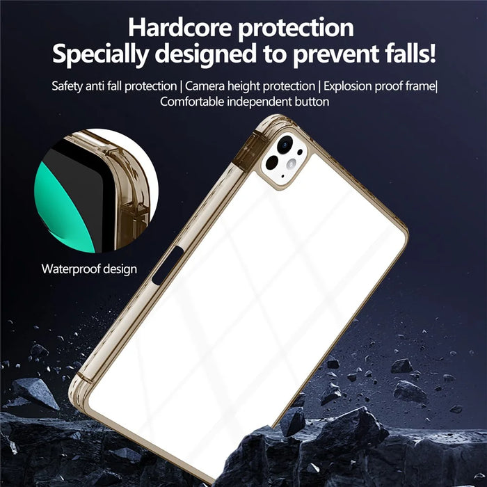 For iPad Pro 11 (2025) / 11 (2024) Case Clear TPU Tablet Protective Cover with Pen Slot - Black - 5