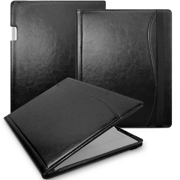 For ReMarkable Paper Pro Case Card Slots Stand PC+PU Leather E-Reader Cover with Pen Holder - Black - 1