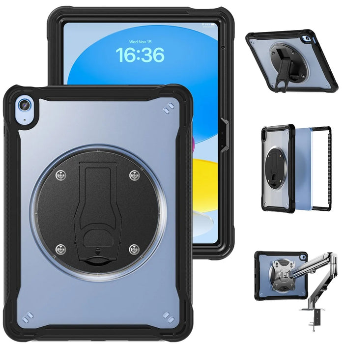 For iPad (2025) / 10.9 (2022) Case Kickstand PC+Silicone+TPU Tablet Cover - Transparent - 2