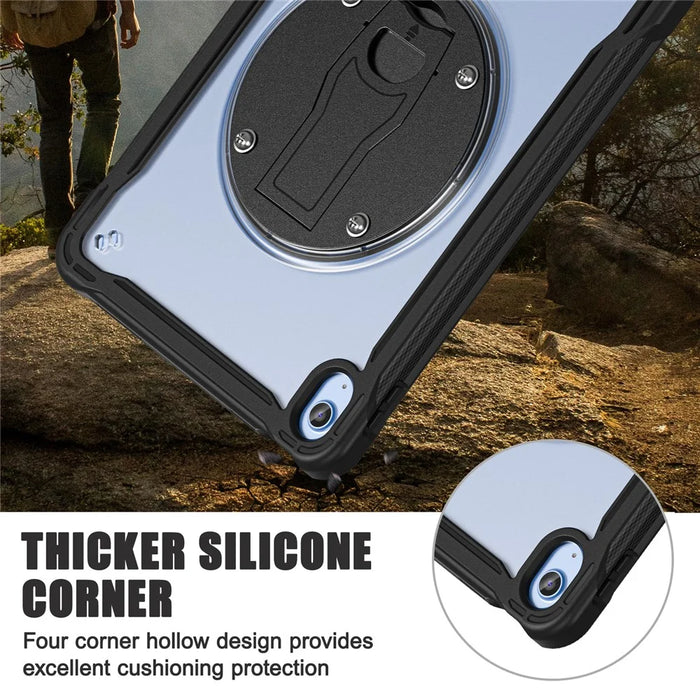 For iPad (2025) / 10.9 (2022) Case Kickstand PC+Silicone+TPU Tablet Cover - Transparent - 4