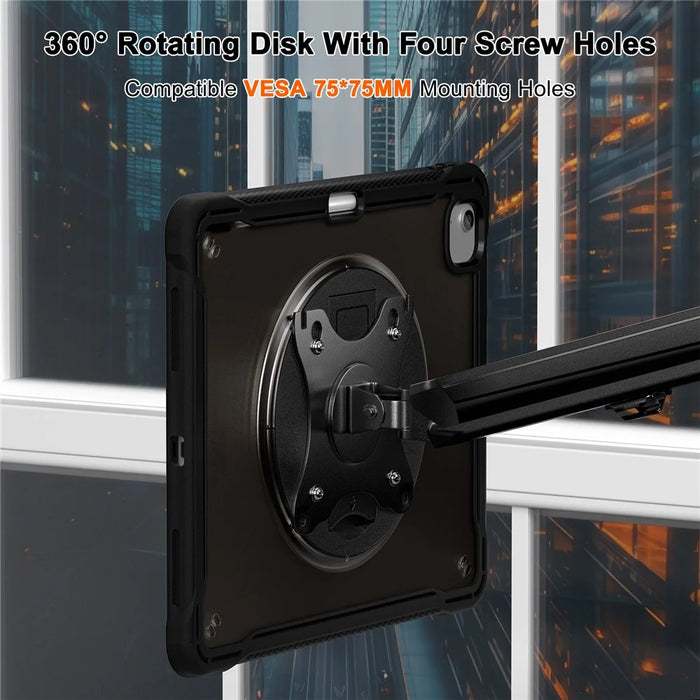 Kickstand Case for iPad Air 13 (2026) / (2025) / (2024) / Pro 12.9 (2022) / (2021) / (2020) / (2018) PC+Silicone+TPU Tablet Cover - Transparent Black - 3