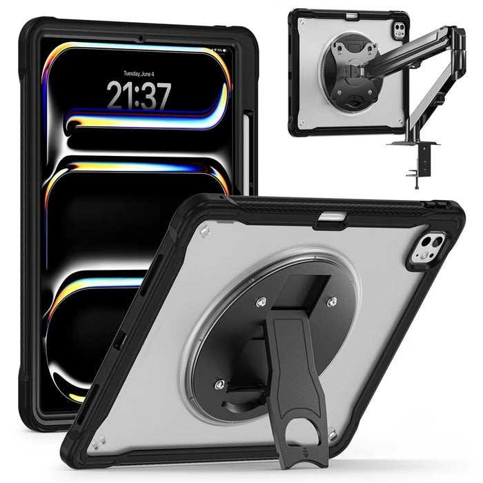 For iPad Pro 11 (2025) / 11 (2024) Case Kickstand PC+Silicone+TPU Tablet Cover - Transparent - 1