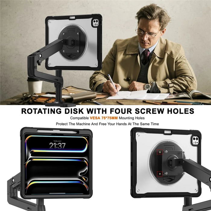 For iPad Pro 11 (2025) / 11 (2024) Case Kickstand PC+Silicone+TPU Tablet Cover - Transparent - 6