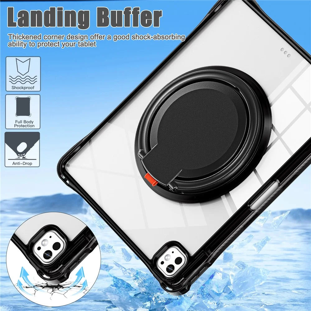 For iPad Pro 13 (2025) / 13 (2024) Case Rotary Kickstand PC+TPU+Acrylic Tablet Cover - Black - 3