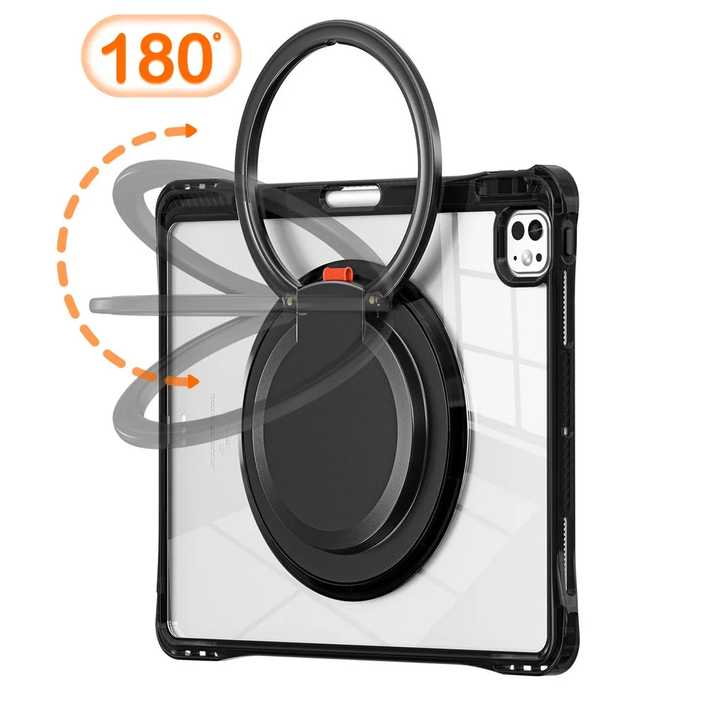 For iPad Pro 13 (2025) / 13 (2024) Case Rotary Kickstand PC+TPU+Acrylic Tablet Cover - Black - 4