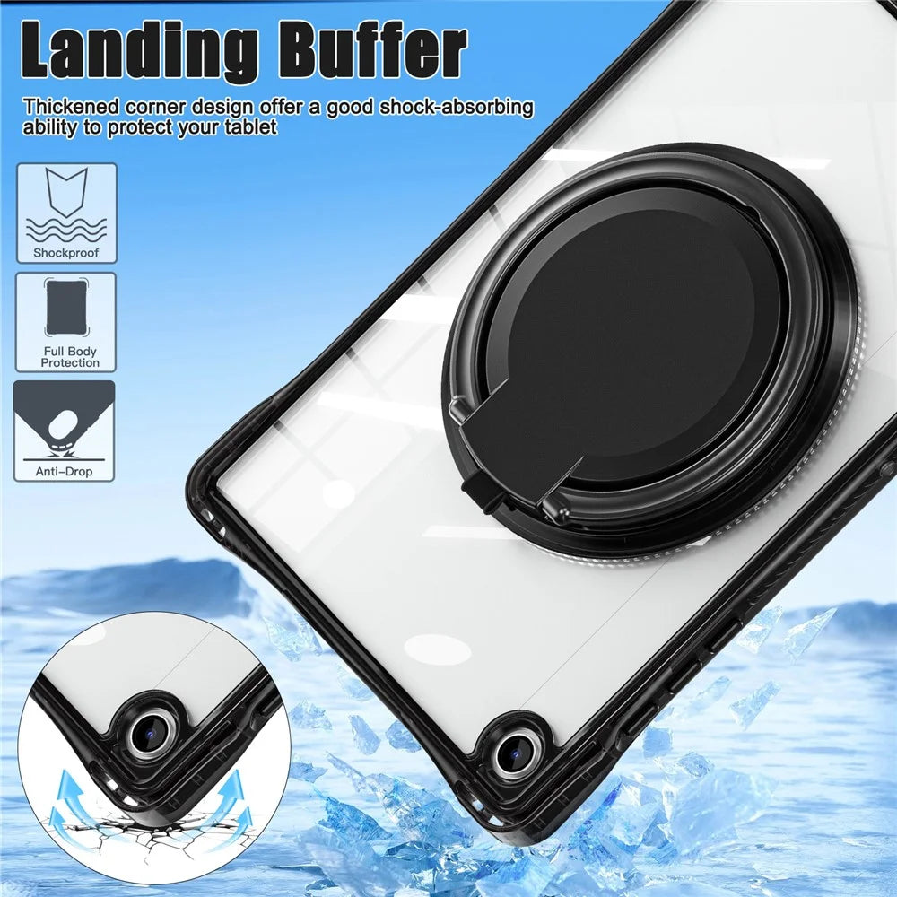 For Samsung Galaxy Tab A9+ SM-X210 / X216 / X218 Case Rotary Kickstand PC+TPU+Acrylic Tablet Cover - Black - 4