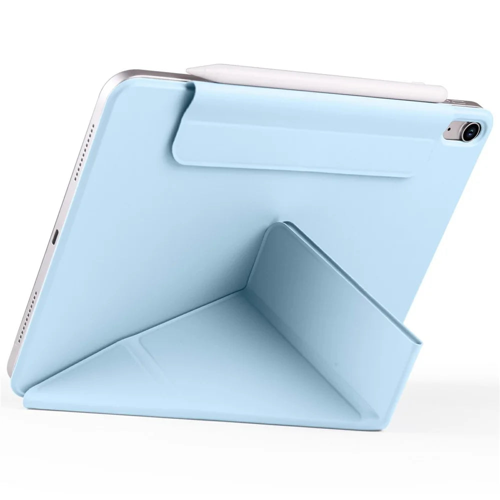 For iPad (2025) / 10.9 (2022) Case PC + PU Leather Origami Stand Magnetic Tablet Cover - Baby Blue - 3