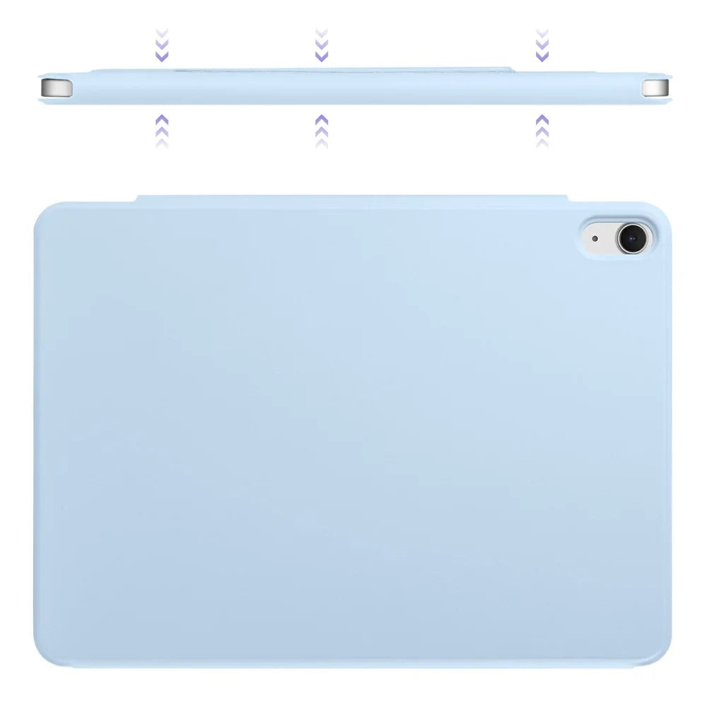 For iPad (2025) / 10.9 (2022) Case PC + PU Leather Origami Stand Magnetic Tablet Cover - Baby Blue - 6