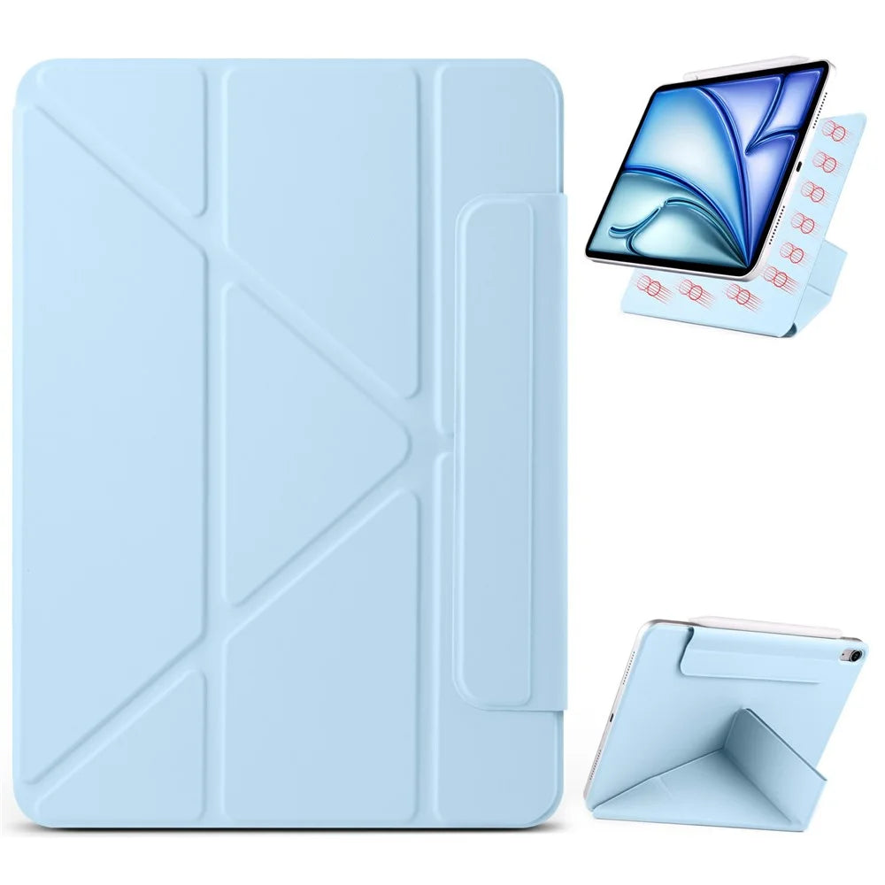 For iPad mini (2024)  /  (2021) Case PC + PU Leather Origami Stand Magnetic Tablet Cover - Baby Blue - 1
