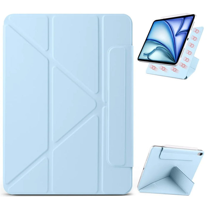 For iPad mini (2024)  /  (2021) Case PC + PU Leather Origami Stand Magnetic Tablet Cover - Baby Blue - 1