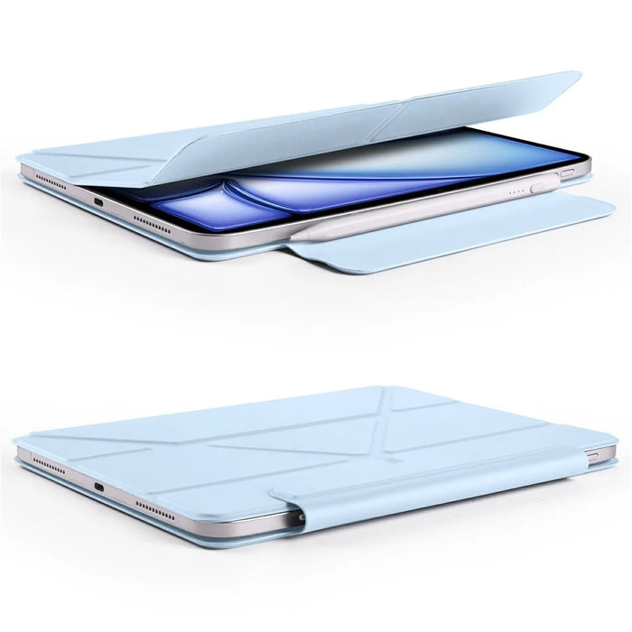 For iPad mini (2024)  /  (2021) Case PC + PU Leather Origami Stand Magnetic Tablet Cover - Baby Blue - 7