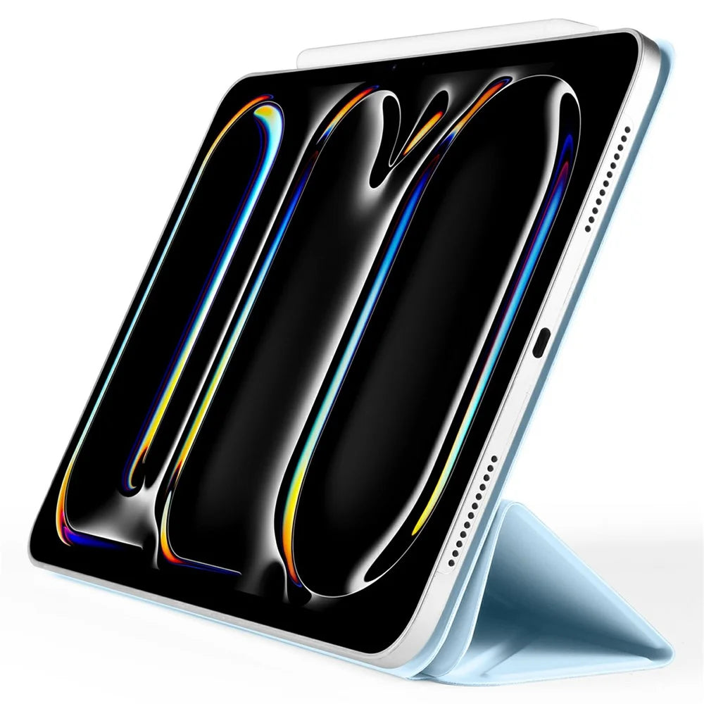 For iPad Pro 11 (2025) / 11 (2024) Case PC + PU Leather Origami Stand Magnetic Tablet Cover - Baby Blue - 4