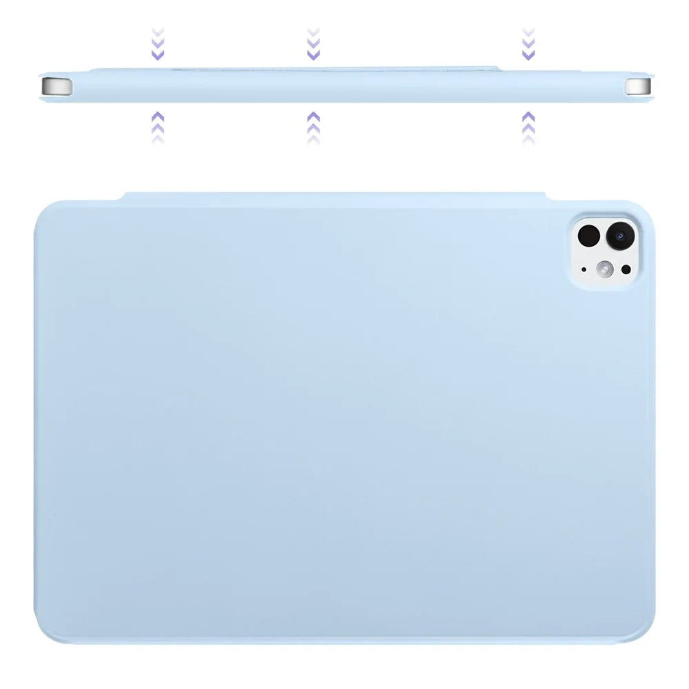 For iPad Pro 11 (2025) / 11 (2024) Case PC + PU Leather Origami Stand Magnetic Tablet Cover - Baby Blue - 6
