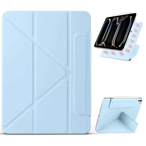 For iPad Pro 13 (2025) / 13 (2024) Case PC + PU Leather Origami Stand Magnetic Tablet Cover - Baby Blue - 1