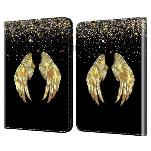 For Lenovo Tab Plus Case Flip Stand Leather Tablet Cover Pattern Printed - Gold Wings - 1
