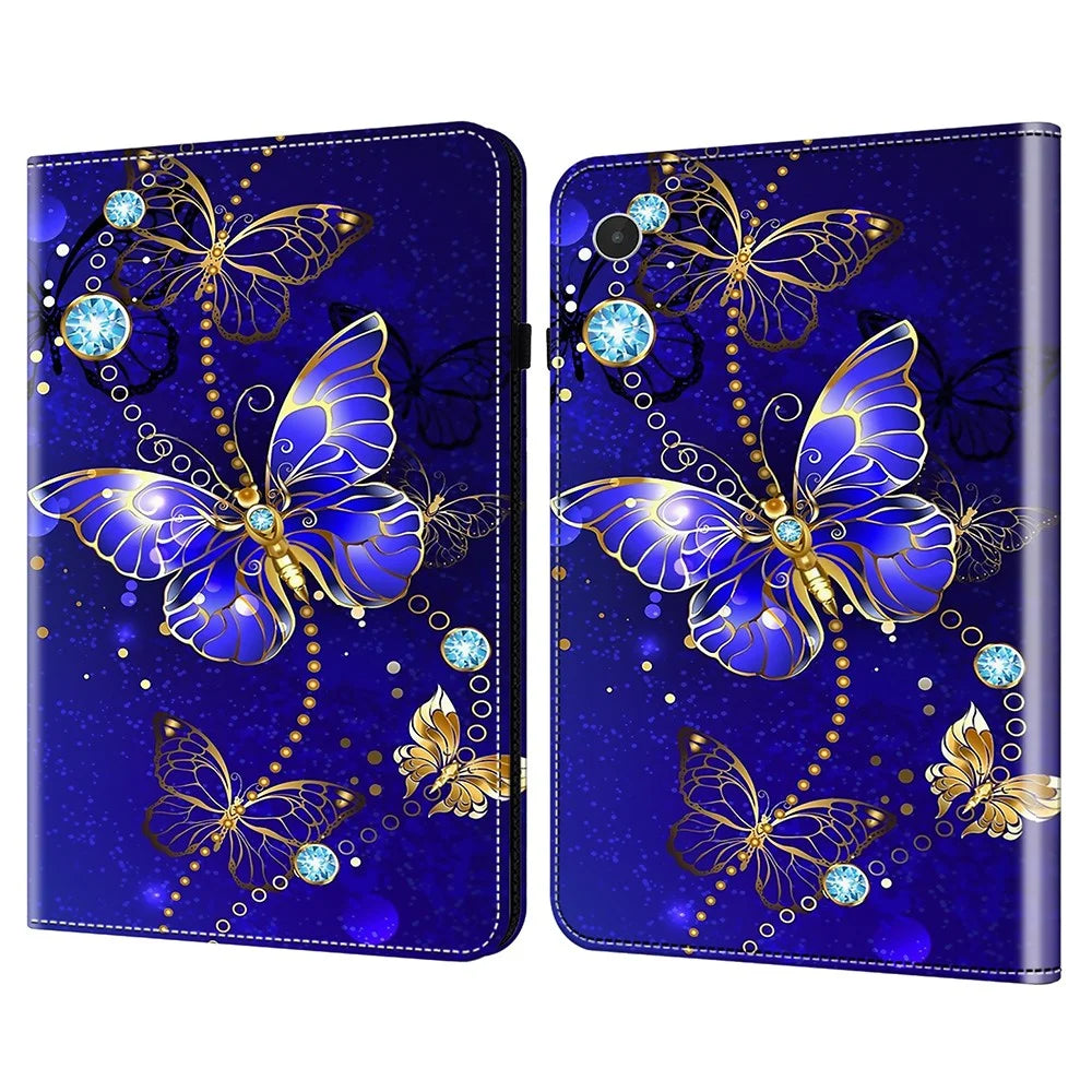 For Lenovo Tab Plus Case Pattern Printed Leather Tablet Cover with Card Slot - Butterfly - 1