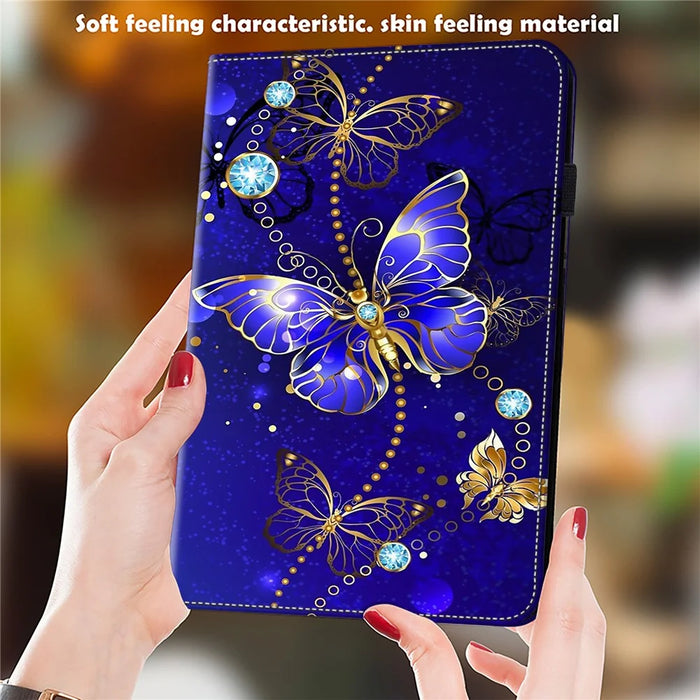 For Lenovo Tab Plus Case Pattern Printed Leather Tablet Cover with Card Slot - Butterfly - 4