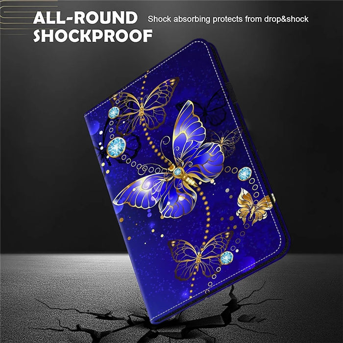 For Lenovo Tab Plus Case Pattern Printed Leather Tablet Cover with Card Slot - Butterfly - 5
