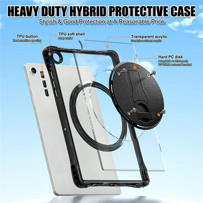 For Samsung Galaxy Tab A9+ SM-X210 / X216 / X218 Clear Case PC+TPU+Acrylic Kickstand Tablet Back Cover - 3