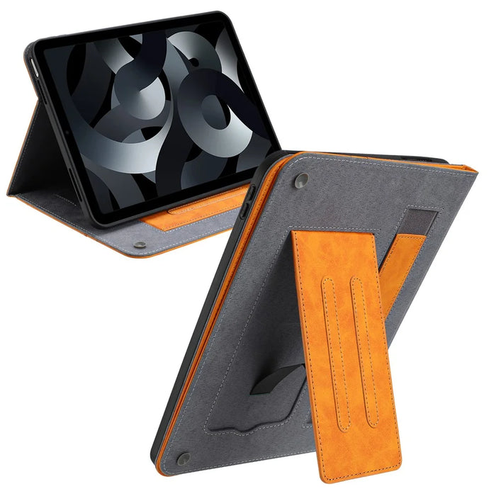 For iPad (2025) / 10.9 (2022) Wallet Case Auto Wake / Sleep Leather Flip Tablet Cover Cowhide Texture - Yellow - 3
