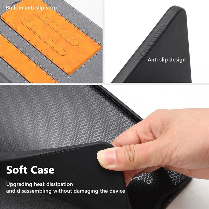 For iPad (2025) / 10.9 (2022) Wallet Case Auto Wake / Sleep Leather Flip Tablet Cover Cowhide Texture - Yellow - 7