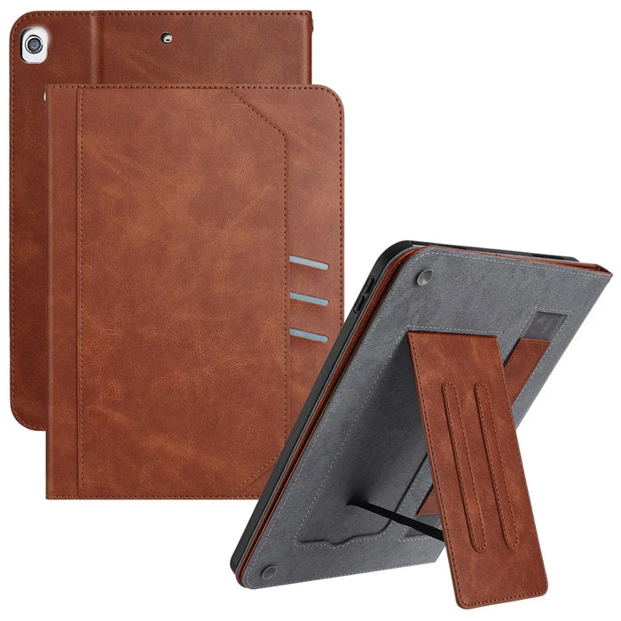 For iPad 9.7-inch (2018) / (2017) / Air 2 / Air (2013) Wallet Case Auto Wake / Sleep Leather Flip Tablet Cover Cowhide Texture - Yellow - Brown - 1
