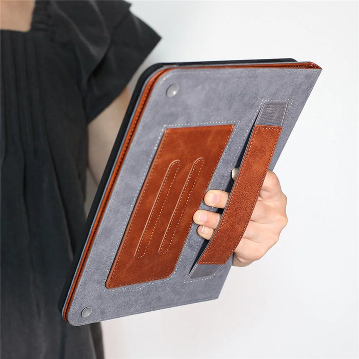 For iPad 9.7-inch (2018) / (2017) / Air 2 / Air (2013) Wallet Case Auto Wake / Sleep Leather Flip Tablet Cover Cowhide Texture - Yellow - Brown - 6