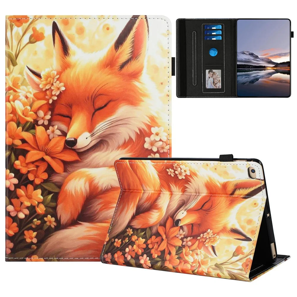 Tablet Case For iPad 10.2 (2021) / (2020) / (2019) / iPad Air 10.5 inch (2019) / iPad Pro 10.5-inch (2017) Pattern Leather Cover - Flower Fox - 1