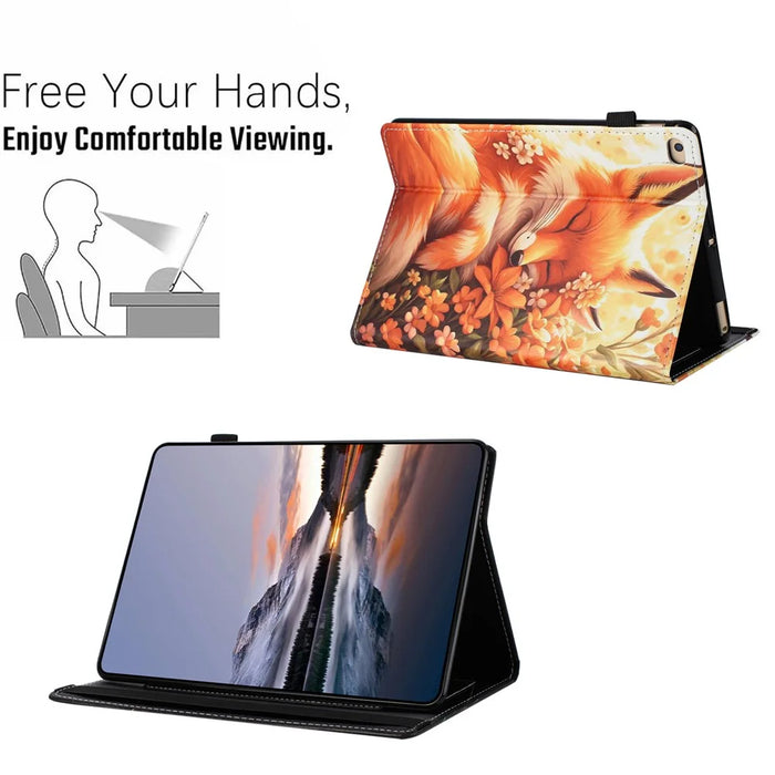 Tablet Case For iPad 10.2 (2021) / (2020) / (2019) / iPad Air 10.5 inch (2019) / iPad Pro 10.5-inch (2017) Pattern Leather Cover - Flower Fox - 5