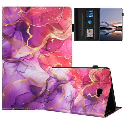 For Samsung Galaxy Tab A 10.1 (2016) T580 Case Pattern Leather Tablet Cover with Auto Sleep / Wake, Card Holder - Pink Gold Marble - 1