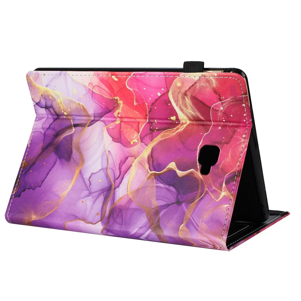 For Samsung Galaxy Tab A 10.1 (2016) T580 Case Pattern Leather Tablet Cover with Auto Sleep / Wake, Card Holder - Pink Gold Marble - 4