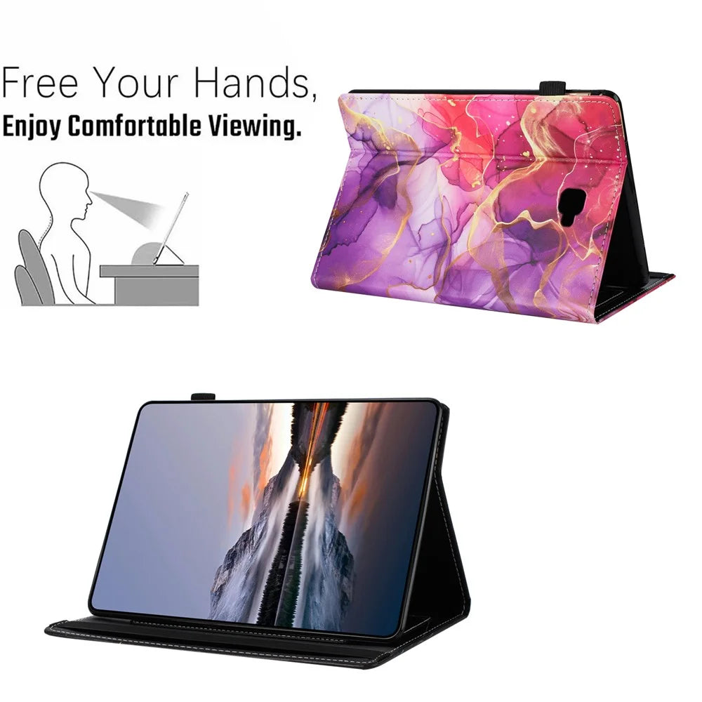 For Samsung Galaxy Tab A 10.1 (2016) T580 Case Pattern Leather Tablet Cover with Auto Sleep / Wake, Card Holder - Pink Gold Marble - 5