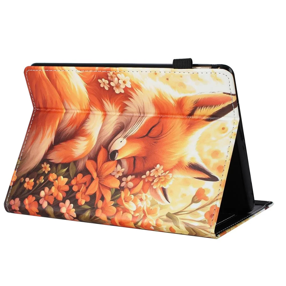 For Amazon Kindle Paperwhite (2021) Case Pattern Leather Tablet Cover with Auto Sleep / Wake, Card Holder - Flower Fox - 4