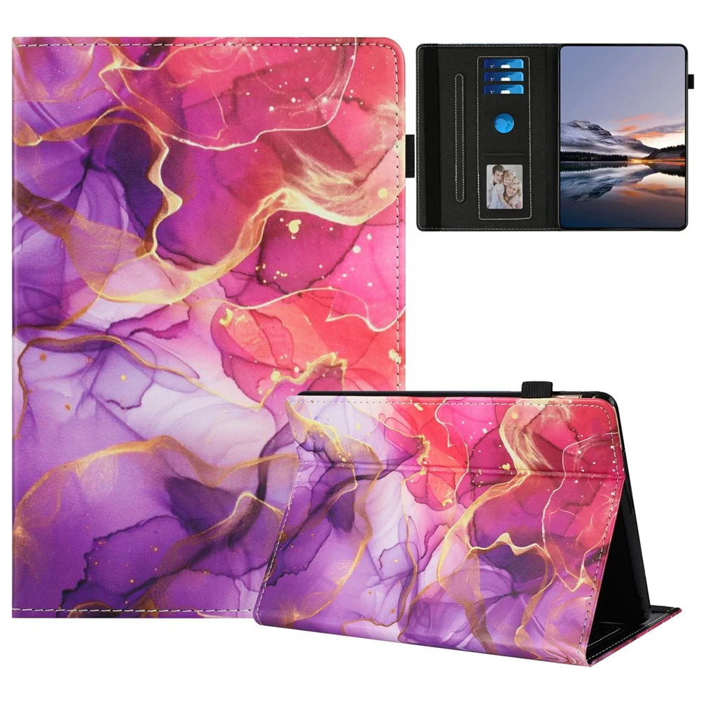 Tablet Case For Amazon Kindle Paperwhite 4 (2018) / 3 (2015) / 2 (2015) / 1 (2015) Pattern Leather Cover with Card Holder - Pink Gold Marble - 1