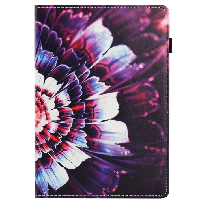 Tablet Case For Amazon Fire 7 (2019) / (2017) / 2015 Pattern Leather Cover Auto Sleep / Wake, Card Holder - Colorful Flowers - 7
