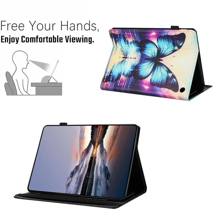 For Amazon Fire 7 (2022) Case Pattern Leather Tablet Cover with Auto Sleep / Wake, Card Holder - Flower Fox - 5