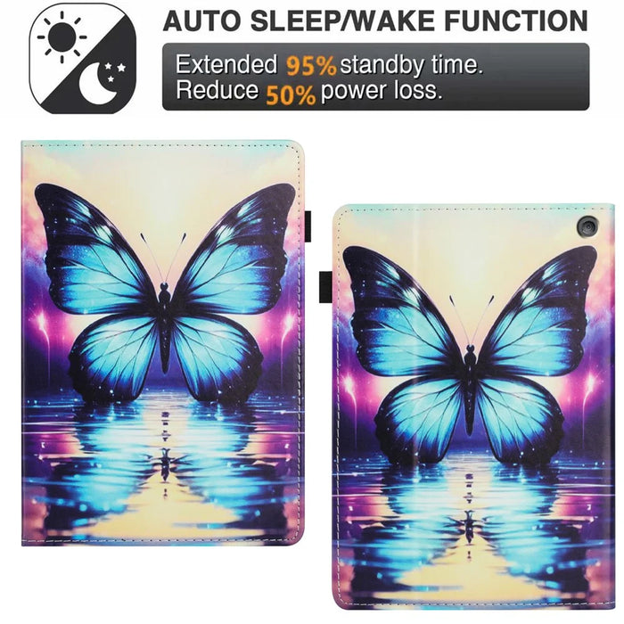 For Amazon Fire 7 (2022) Case Pattern Leather Tablet Cover with Auto Sleep / Wake, Card Holder - Flower Fox - 6