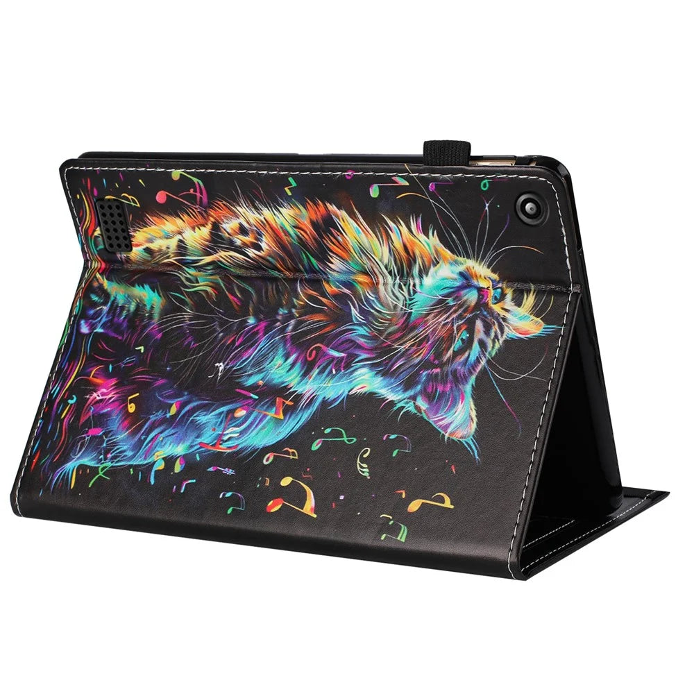 Tablet Case For Amazon Fire HD 8 (2018) / (2017) / (2016) Pattern Leather Cover with Auto Sleep / Wake, Card Holder - Flower Fox - 4